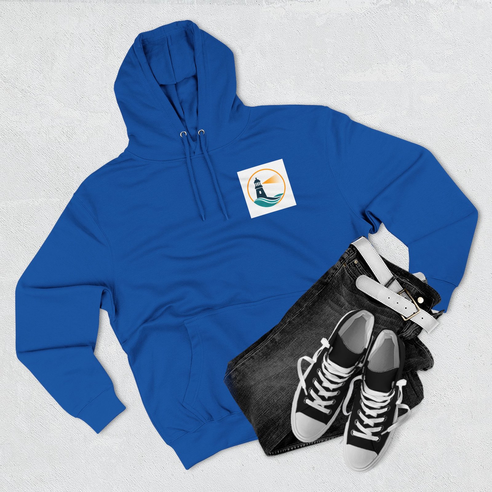 Lighthouse Wave -huppari — Minimalistinen rannikkoteemainen fleece - Image 15