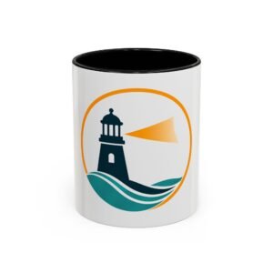 LLighthouse Coastal Accent -kahvimuki — merihenkinen aaltokuvio (11/15 oz)