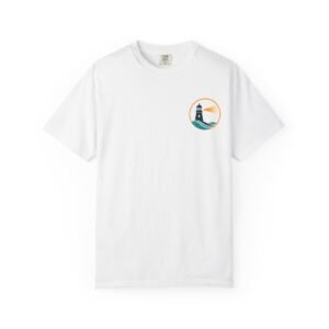 Lighthouse Coast Pocket T-paita — merihenkinen aaltoaiheinen T-paita