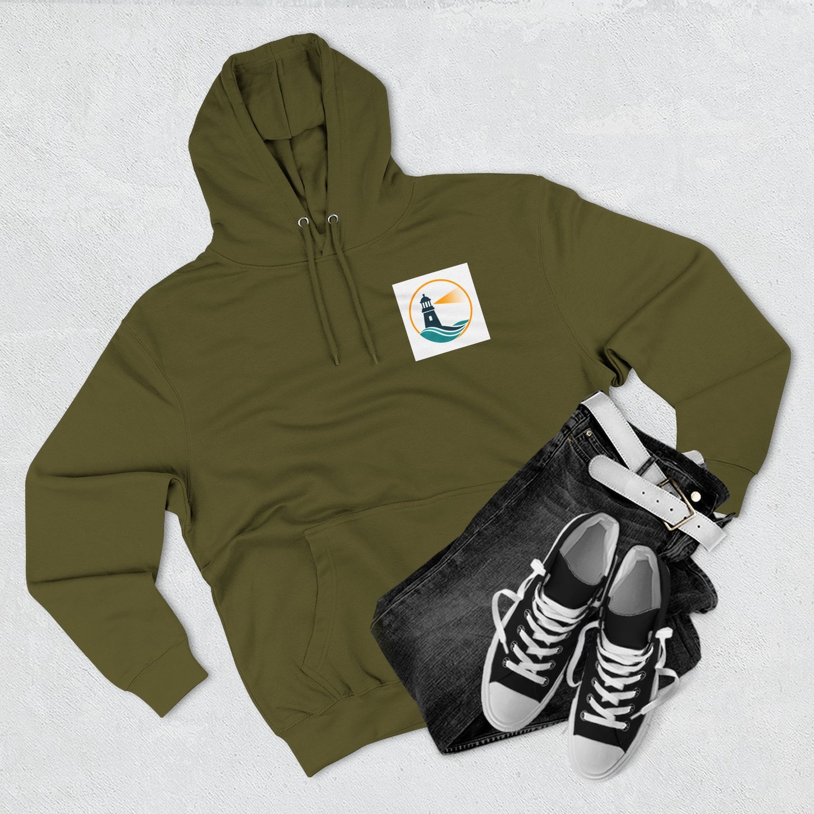 Lighthouse Wave -huppari — Minimalistinen rannikkoteemainen fleece - Image 11
