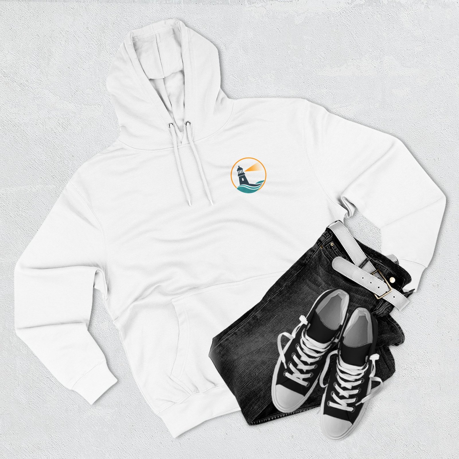 Lighthouse Wave -huppari — Minimalistinen rannikkoteemainen fleece - Image 3