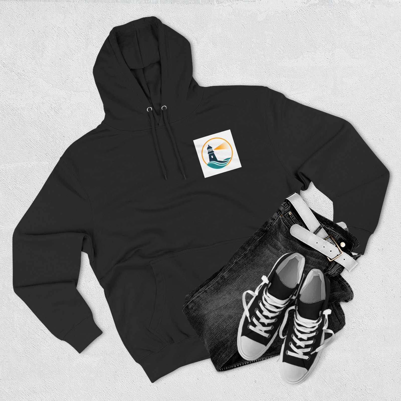Lighthouse Wave -huppari — Minimalistinen rannikkoteemainen fleece - Image 7