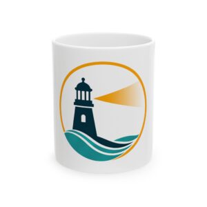 Lighthouse-logolla varustettu keraaminen muki— "Valo Pohjoisesta"  (11oz & 15oz)