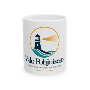 Lighthouse-logolla varustettu keraaminen muki — "Valo Pohjoisesta"  (11oz & 15oz)
